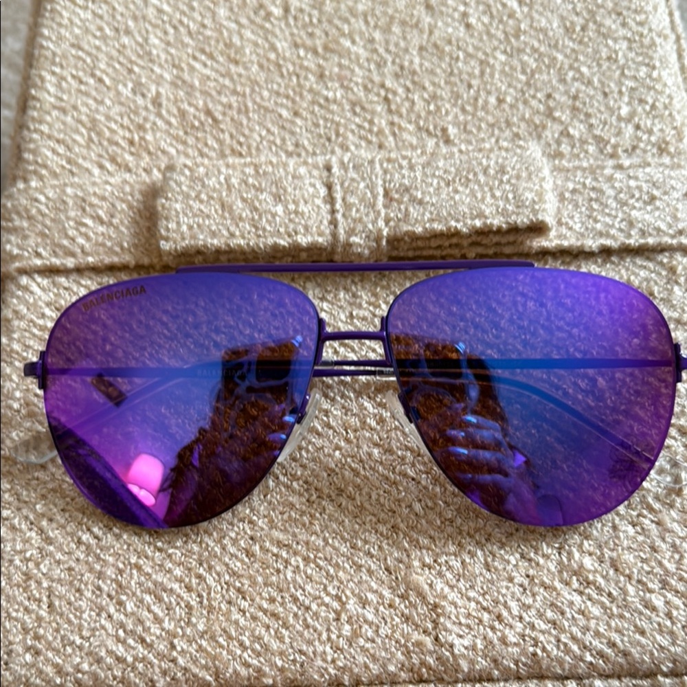 Balenciaga Purple Mirrored Aviator Sunglasses